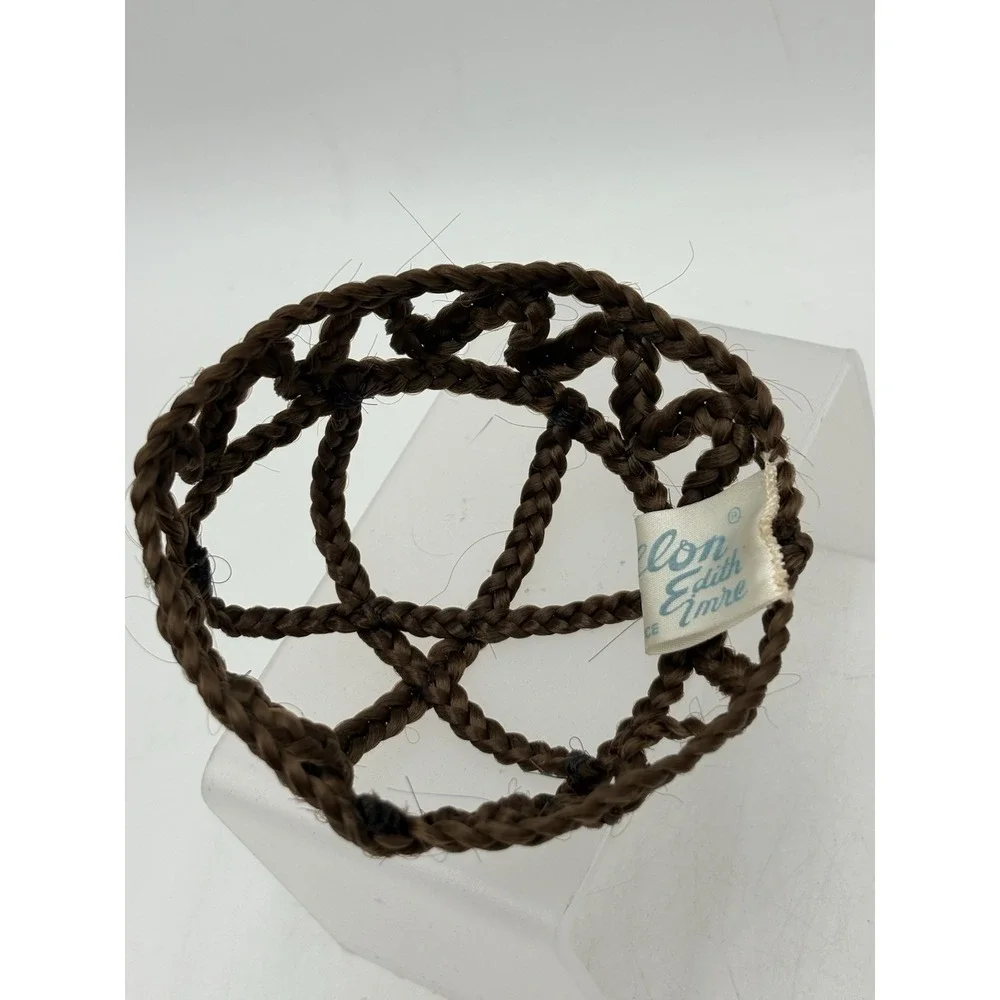 Vintage 1950s Edith Imre Human Hair Braided Bun Cover Made France Brown